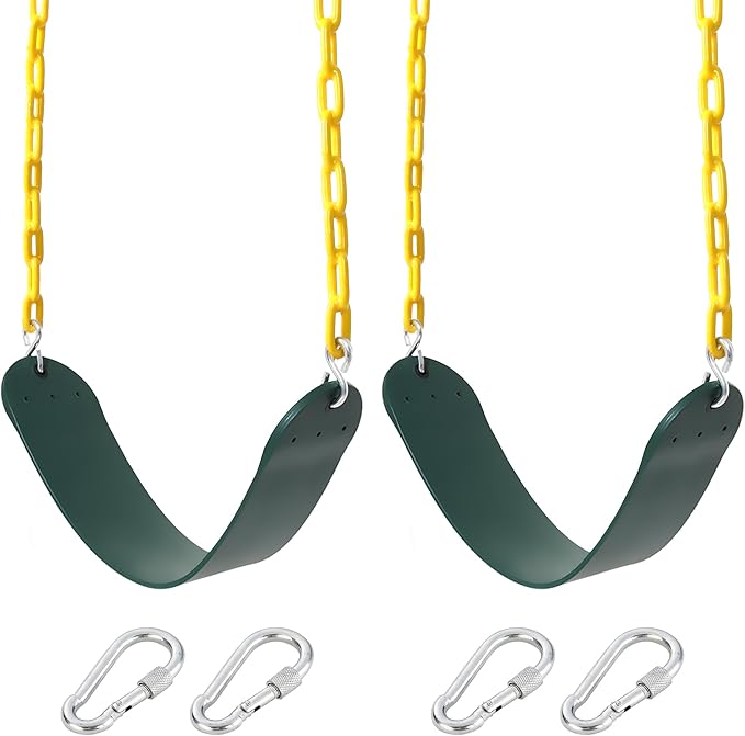 Take Me Away 2-Pack Heavy Duty Swing Seat with 66 Anti-Rust Chains & Quick-Connect Snap Hooks, 500lb Capacity Replacement Swing Set for Outdoor Playgrounds & Backyards