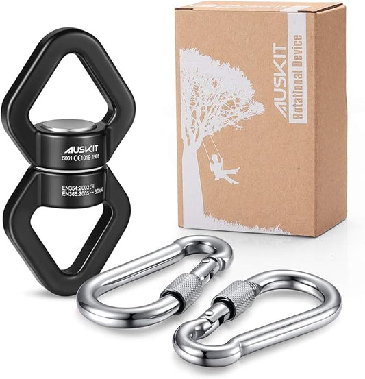 Black Swing Swivel, 30 KN Safest Rotational Device Hanging Accessory