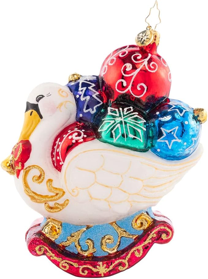 Christopher Radko Hand-Crafted European Glass Christmas Decorative Ornament, Festive Feathers