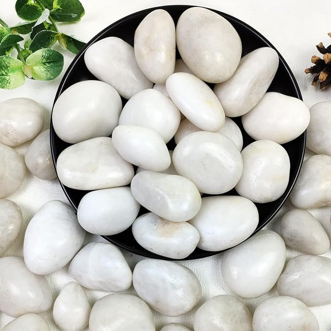 5lbs White River Rocks, 1-2 Inch Natural Pebbles for Indoor Plants, High Polished Decorative Stones Vase Filler Fish Tank Aquariums Landscaping Garden Outdoor and Indoor DIY
