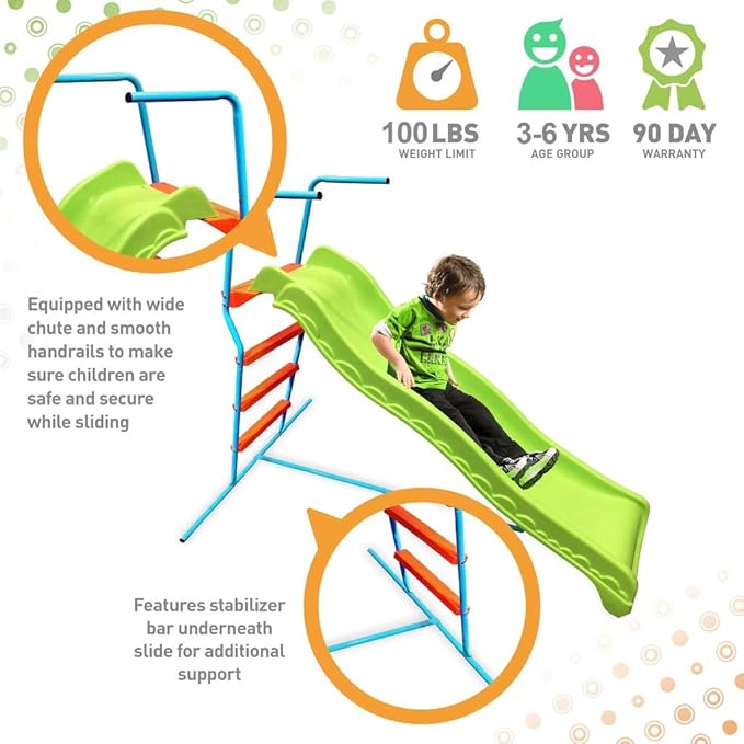 6-Foot Wavy Kids Slide, Indoor or Outdoor, 100lb Weight Limit (Ages 3 to 6)