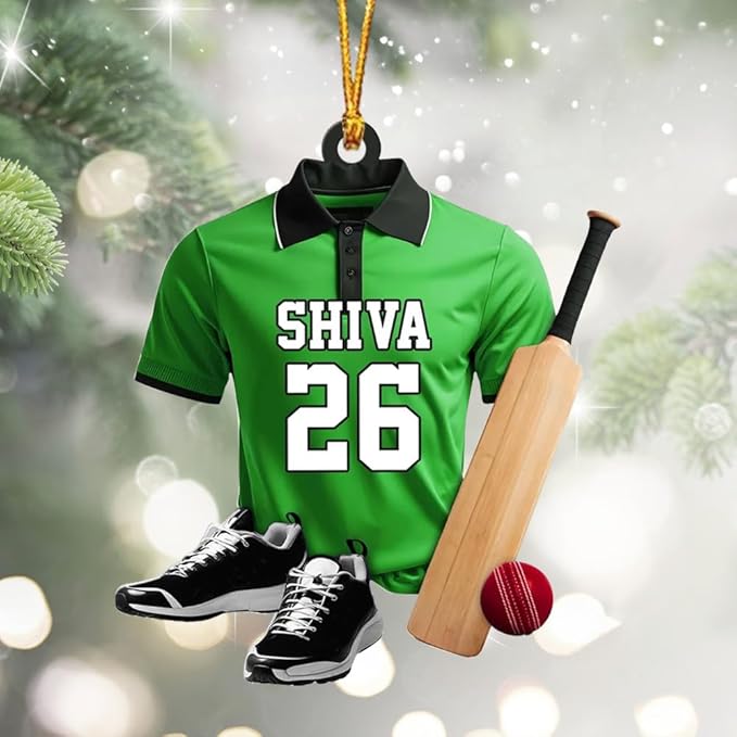 Personalized Cricket Ornament, Custom 2D Acrylic Design for Player or Team, Sports Ornament for Clubs, Fans, and Coaches, Christmas Tree Decoration Keepsake/1