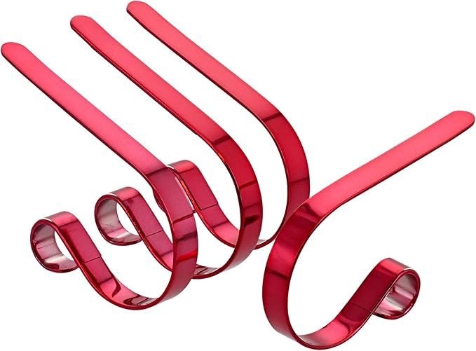 Haute Decor The Original MantleClip Stocking Holder - 4 Pack (Magenta Rose) - Hang Christmas Stockings Safely and Securely