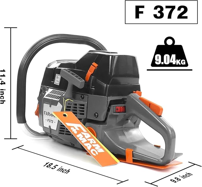 FARMMAC F372 Gas Chainsaw, 71cc 2-Cycle Gasoline Power Chain Saws, 4.1KW 5.5HP for Professional Logging Work, All Parts Compatible with Husqvarna 372X