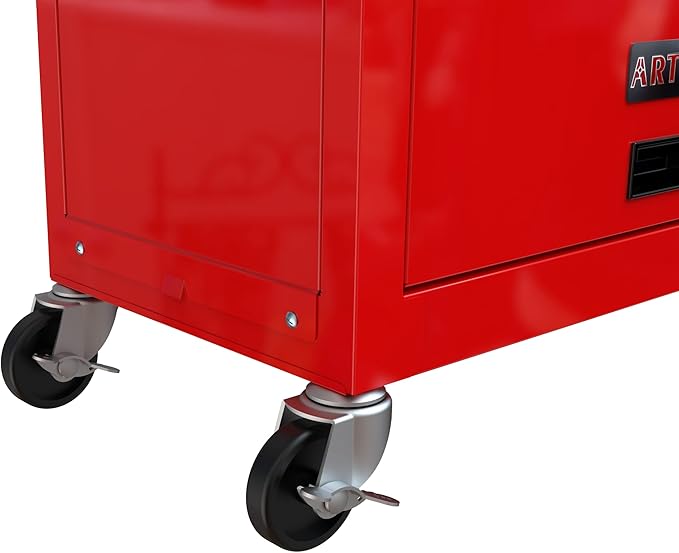 High Capacity Rolling Tool Chest with Wheels and 8 Drawers,Metal Storage Tool Cabinet W/Mobile Case,Pull Handle,4 Hooks,for Workshop Mechanics Garage,Red