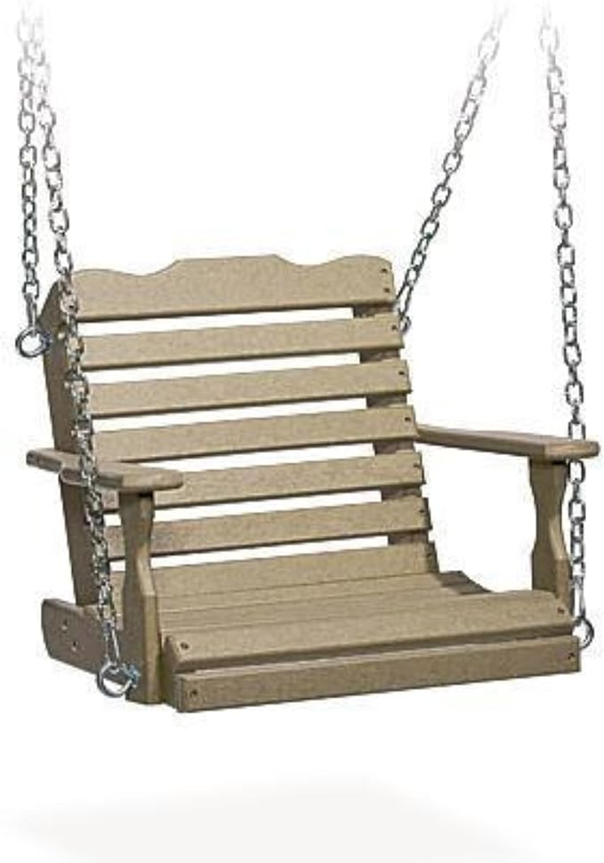 DutchCrafters Poly Kids Swing Seat, Outdoor Swing for Kids Ages 2-6, Toddler Swings for Swingset Accessories Outdoor Playground Swings, Recycled HDPE Plastic - Amish Made in USA (Weatherwood)