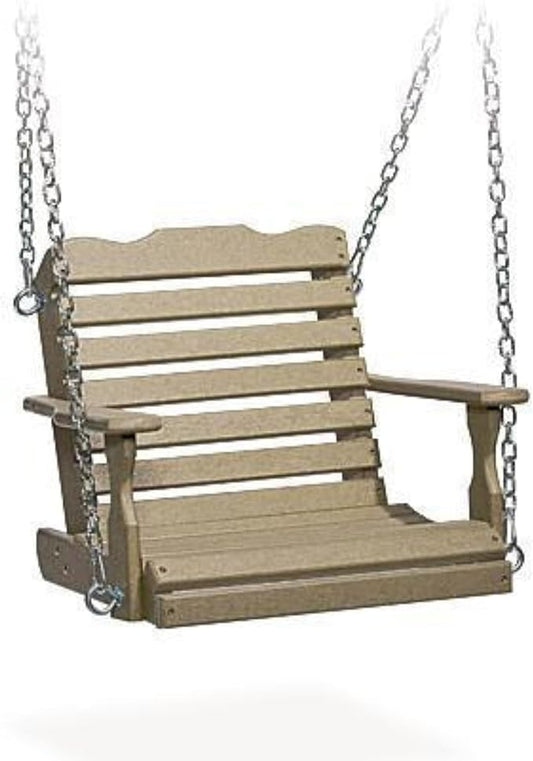 DutchCrafters Poly Kids Swing Seat, Outdoor Swing for Kids Ages 2-6, Toddler Swings for Swingset Accessories Outdoor Playground Swings, Recycled HDPE Plastic - Amish Made in USA (Weatherwood)