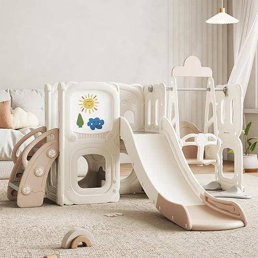 3-in-1 Toddler Slide Set with Swing and Climber, Kids Playset with Slide for Toddlers, Indoor Outdoor Backyard Playset, Easy Assembly Freestanding Playground for Kids Ages 3+