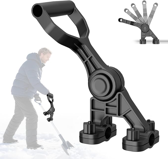 Universal Extension Shovel Handle, 5-Angle Adjustable Back Saver Attachment, ABS-GF Secondary Handle for Snow Shovel/Weedeater/String Trimmer/Rake & More Gardening Yard Tools Gifts for Men
