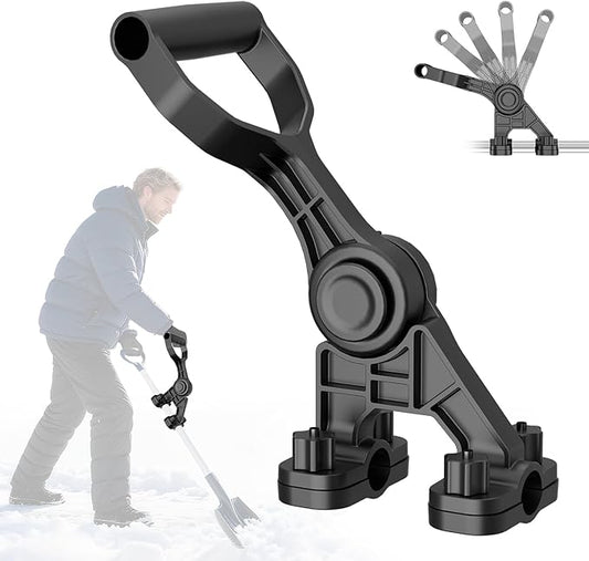 Universal Extension Shovel Handle, 5-Angle Adjustable Back Saver Attachment, ABS-GF Secondary Handle for Snow Shovel/Weedeater/String Trimmer/Rake & More Gardening Yard Tools Gifts for Men