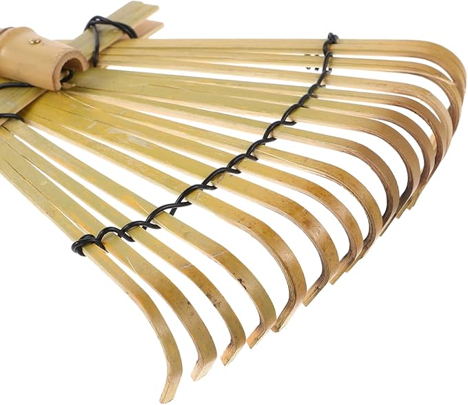 BESPORTBLE Bamboo Garden Rake: Small Yard Rake for Sandboxes and Landscaping Outdoor Durable Eco-Friendly Tool 19.7 Inch