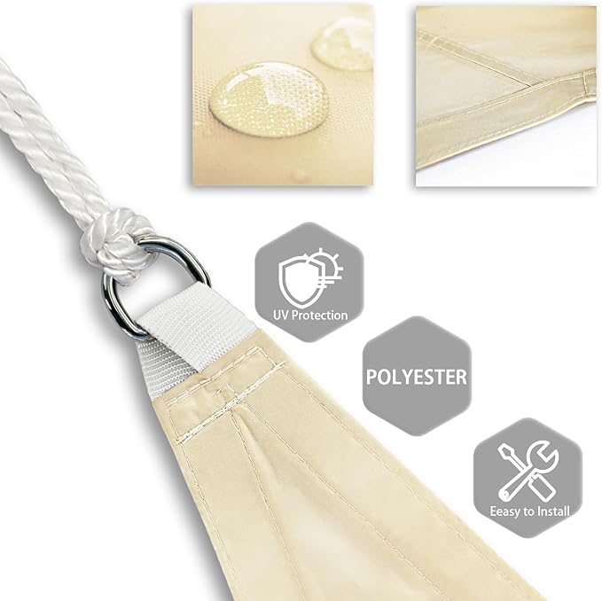 Patio Paradise 22' x 23' Sun Shade Sail Waterproof Beige Rectangle Shade Canopy UV Block Tarp Cloth Outdoor Patio Cover for Garden Backyard Deck Awning
