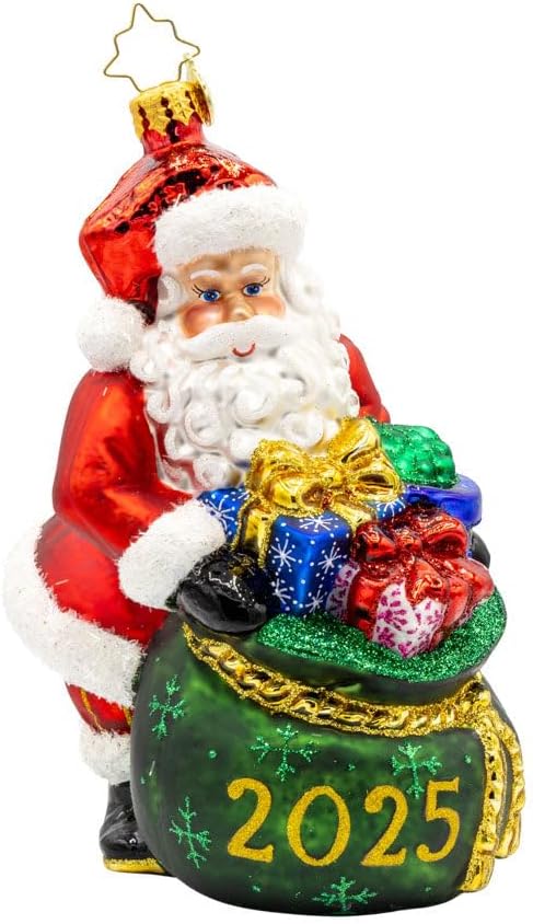 Christopher Radko Hand-Crafted European Glass Christmas Tree Decorative Ornament, 2025 Santa's Yearly Gift Drop