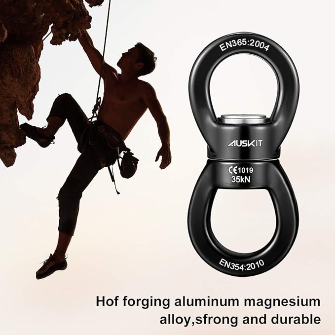 Black Swing Swivel, 35 KN Safest Rotational Device Hanging Accessory