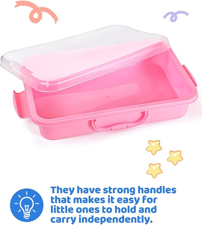 2 Pcs Sand Tray Sensory Bin with Lid and Handle, Portable Sensory Sandbox Container for Kids, Plastic Activity Tray for Toddlers (Green)