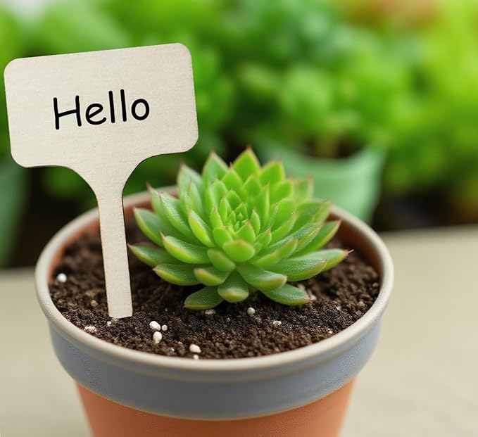 100 Pcs Wood Plant Labels, Natural Wooden Plant Marker Garden Sign Tags, T-Type Garden Markers for Succulents, Herbs, Seedlings, Potted, Flowers, Vegetables (T-Type)