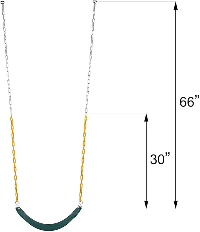 Orgrimmar 2 Pack Swing Seat for Kids Heavy Duty 66¡± Chain Plastic Coated Outdoor Playground Swing Set Accessories Replacement with Snap Hooks (Green)