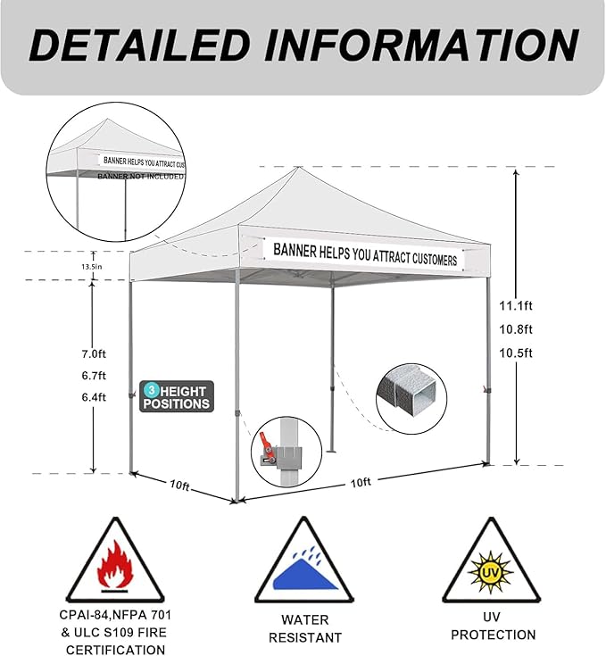 Eurmax USA Standard 10x10ft Patio Pop Up Canopy Tent for Outdoor Events Commercial Instant Canopies with Heavy Duty Roller Bag,Bonus 4 Canopy Sand Bags (Stripe Red)