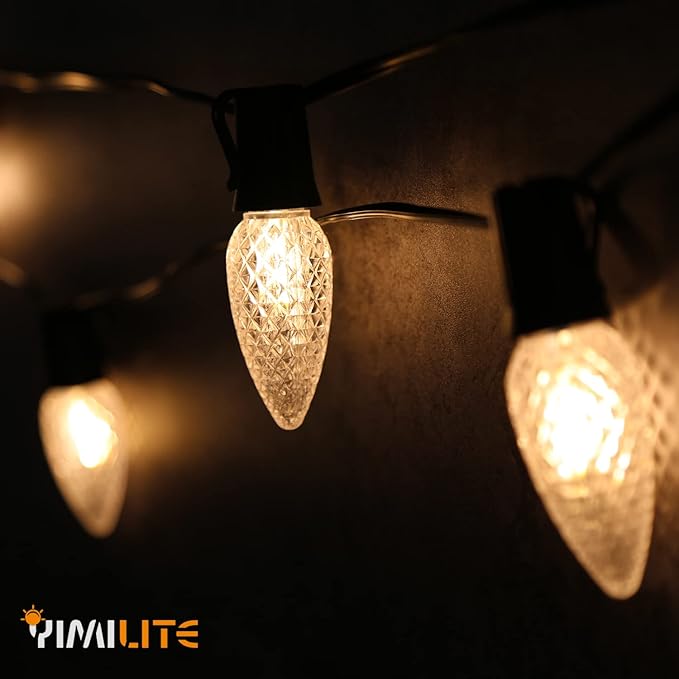 C9 Christmas Light Bulbs 100 Pack, Shatterproof Replacement LED Bulb, 2700K Warm White Fairy Lights for Indoor and Outdoor Holiday Decoration, E17 Base