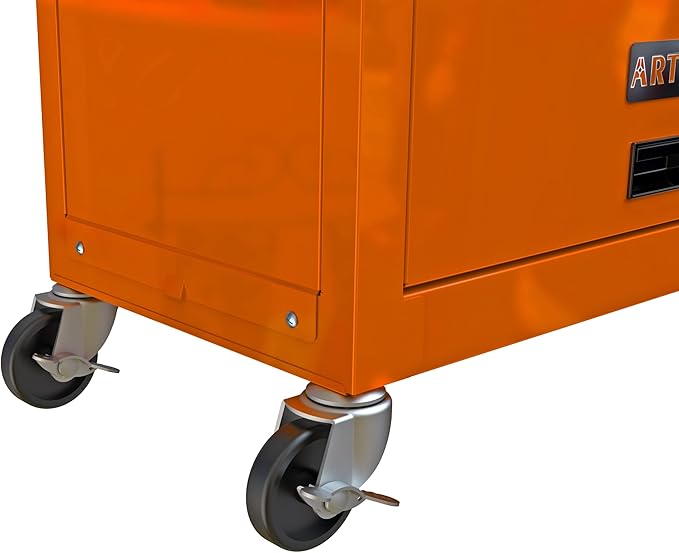 High Capacity Rolling Tool Chest with Wheels and 8 Drawers,Metal Storage Tool Cabinet W/Mobile Case,Pull Handle,4 Hooks,for Workshop Mechanics Garage,Orange