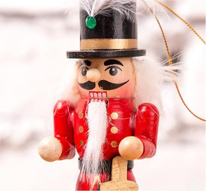 6 PCS Christmas Nutcracker Ornament Set, 4.7Inch Nutcrackers Tree Ornaments Set, Nutcracker Figures with Opening Mouths Christmas Decorations for Xmas Tree, Table Decor
