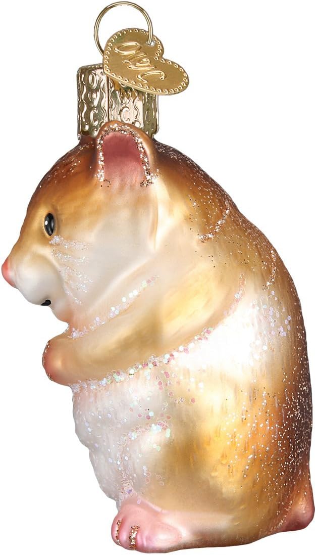Old World Christmas Hamster Glass Blown Ornament for Christmas Tree, Handcrafted Holiday Decoration, Pet Collection