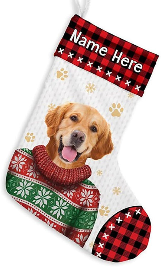 LOVELYPOD Christmas Stockings Personalized with Name, 19" Christmas Stocking Custom Christmas Photo Stocking 2023, Xmas Stocking Holiday Christmas Decoration Gifts for Family Kids