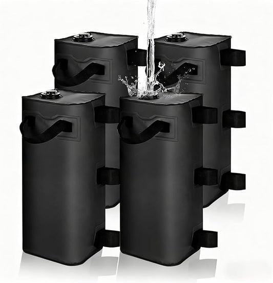 slashome 4 Pack 25 L Canopy Water Weights for Wind, 220 Lb Water Bag Weights, Heavy Duty Anti-Tip Tent Stakes Leg Weight Bags for Gazebo, Pop Up Canopy, Party Tent, Market Stall (25 L, 4)