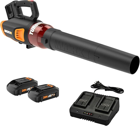 WORX Cordless Leaf Blower, Electric Blower for Lawn Care wth Brushless Motor, 2 ¡¿ 2.5 Ah Batteries & Charger Included, WG584