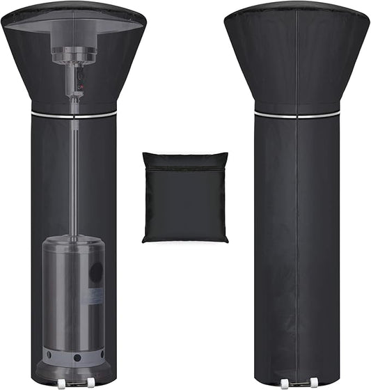 Patio Heater Covers with Reflective Strip,Outdoor Heater Cover Waterproof,Dustproof,Wind-Resistant,Sunlight-Resistant,Snow-Resistant,Black,89.5''x 33.5 Dome x 19.5 Base