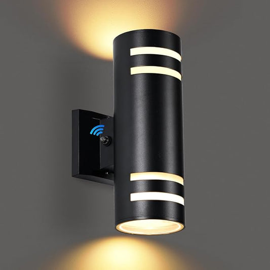 Dusk to Dawn Wall Light 1 Pack, Modern Outdoor Wall Lights with LED Bulbs, Cylinder Black Porch Light Fixture Wall Mount, Up and Down Lighting Outdoor Wall Sconce for House Porch Door
