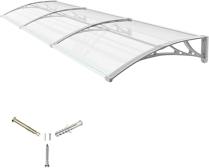 Awning for Door Entrance,32x120 inches Window Awnings for Doors Canopy Polycarbonate Cover Patio Door Awning UV Rain Snow Sunlight Protection Hollow Shee
