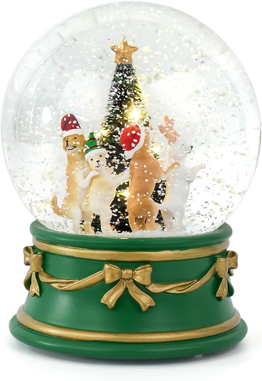 Snow Globe Dogs Party/Christmas Tree Snowglobe with LED Birthday Party Decorations Creative Collectibles (GPY6430-120MM)