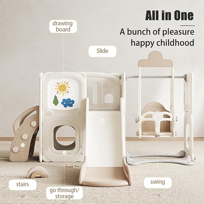 3-in-1 Toddler Slide Set with Swing and Climber, Kids Playset with Slide for Toddlers, Indoor Outdoor Backyard Playset, Easy Assembly Freestanding Playground for Kids Ages 3+
