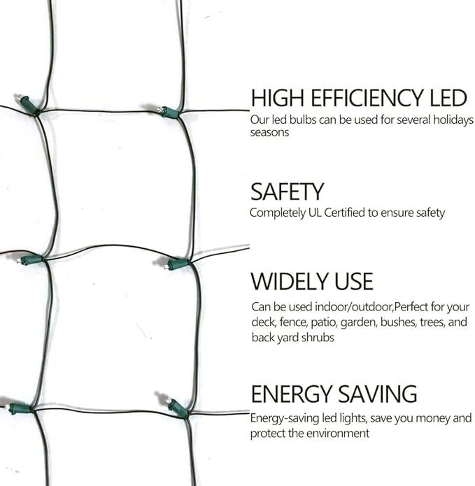 Christmas Net Lights Outdoor,100LED 5ftx5ft Christmas Net Lights With Connectable, Waterproof ,UL Certified and Durable Green Wire For Bushes,Shrubs,Holiday Outdoor Christmas Decorations (Multicolor)