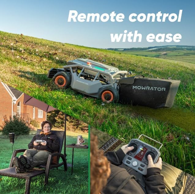 Remote Control Lawn Mower S1 4WD 56V18Ah 85° Slope(Wide Wheels Version), Multi-Functions RC Lawn Mower with 1.5-4.3 Inch Cutting Height 21 Inch Real Blade with Mowing 1.12 Acres