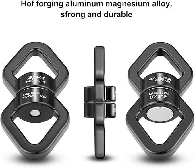 Black Swing Swivel, 30 KN Safest Rotational Device Hanging Accessory