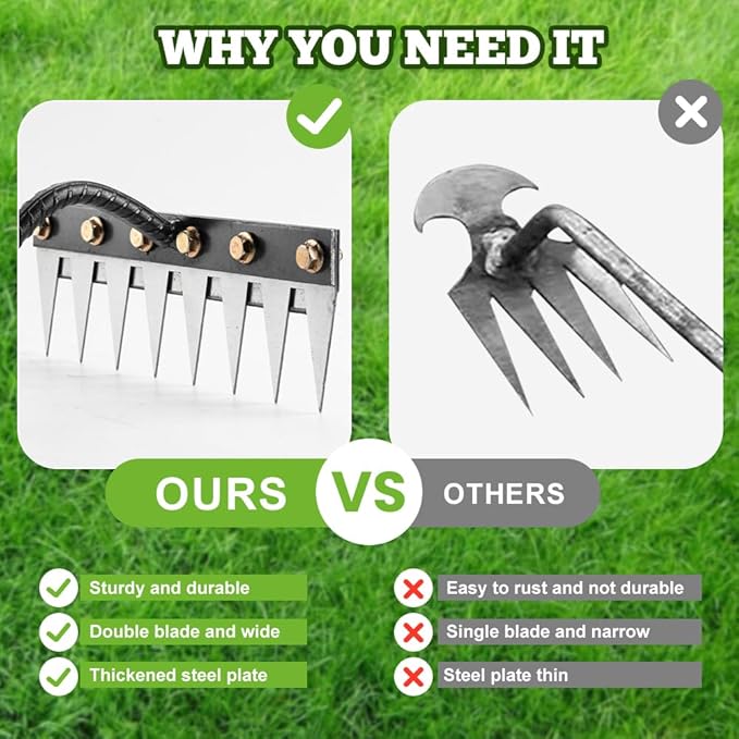 Detachable Gardening Hand Weeder Tool, 2025 New Manual Weeder Claw Remover Tool Weed Puller Tool, Manganese Steel Manual Weeder Claw Remover Tool Weeding Tools for Yard and Garden (5 Tines)