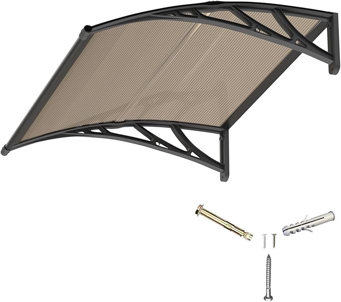 Awning for Door Entrance,32x40 in Window Awnings for Doors Canopy Polycarbonate Cover Patio Door Awning UV Rain Snow Sunlight Protection Hollow Shee