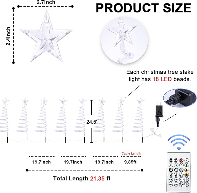 8 Pcs Spiral Christmas Pathway Lights Outdoor Smart Multicolor Spiral Xmas Trees Lights with APP & Remote Control, DIY, Timer, Waterproof, LED Christmas Outdoor Decorations for Yard Walkway