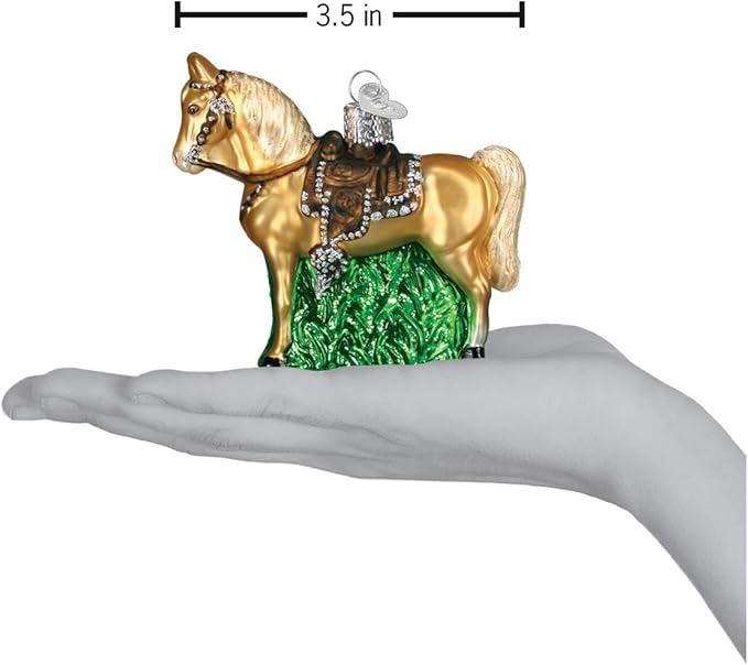 Old World Christmas Ornaments: Selection of Horses Glass Blown Ornaments for Christmas Tree, Western, 12176 3inch x 3. 5inch x 1inch