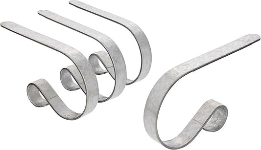 Haute Decor The Original MantleClip Stocking Hanger - 4 Pack (Galvanized Steel) - Christmas Stocking Holder adjusts to fit mantels up to 3 inches Thick