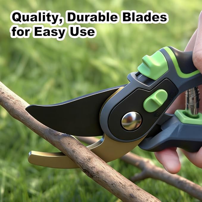Pruning Shears for Gardening, Sharp Stainless Steel Blade Garden Scissors Plant Flower Garden Clipper (Green)