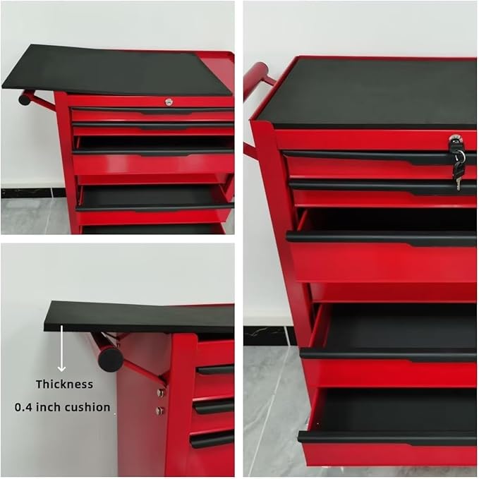 7-Drawer Rolling Tool Chest with Locking Wheels & Drawers, 13 D x 24.2 W x 34.6 H Mobile Tool Storage Cabinet, Heavy-Duty Garage Organizer w/Ergonomic Handle