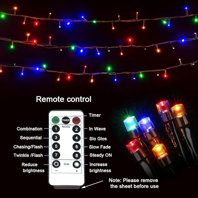 Color Christmas Tree Lights Indoor, 2 Pack 36ft 100LED String Light with Remote and Timer, Dimmable Led Christmas Decor lamp Outdoor, Twinkling Fairy Light as Xmas Tree Lights