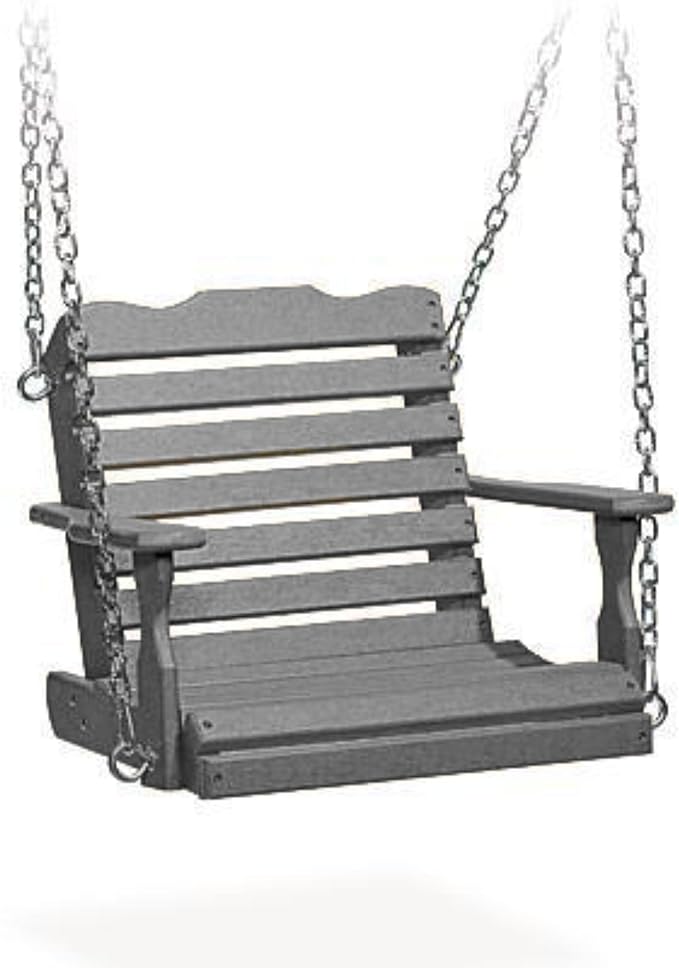 DutchCrafters Poly Kids Swing Seat, Outdoor Swing for Kids Ages 2-6, Toddler Swings for Swingset Accessories Outdoor Playground Swings, Recycled HDPE Plastic - Amish Made in USA (Dark Gray)