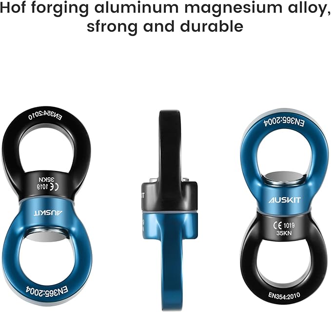 Black Blue Swing Swivel, 35 KN Safest Rotational Device Hanging Accessory