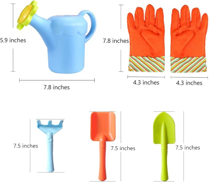 Kids Garden Tools Set with Sun Hat,Gloves,Apron,Storage Bag,Watering can,2pcs of Pots and 3pcs of Tools for Realing Gardening or Sand Outdoor Play