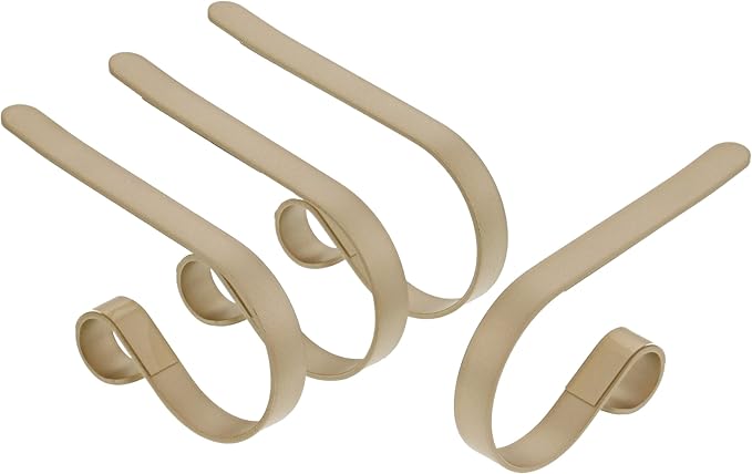 Haute Decor The Original MantleClip Stocking Holder- 4 Pack (Campagne) - Hang Christmas Stockings Safely and Securely from Mantels Up to 3 Inches Thick