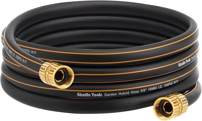 Giraffe Tools Leader Hose 5/8 x 10ft, Custom Length, No Kink, Flexible, Leakproof Water Hose, Double Female Fittings, 600 Burst PSI, 10ft, Black Orange